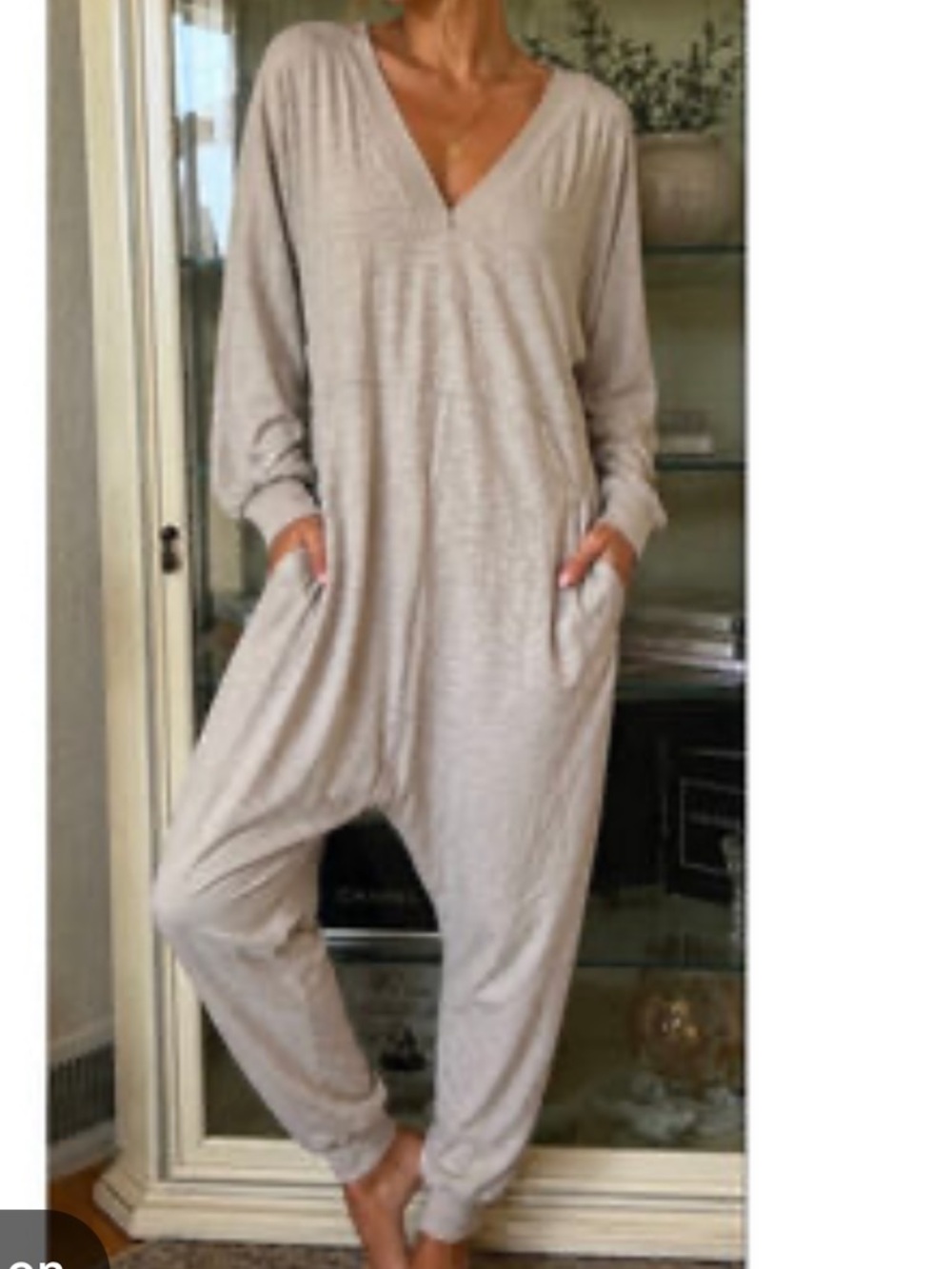 Natural life one piece jumpsuit v neck 100% cotton